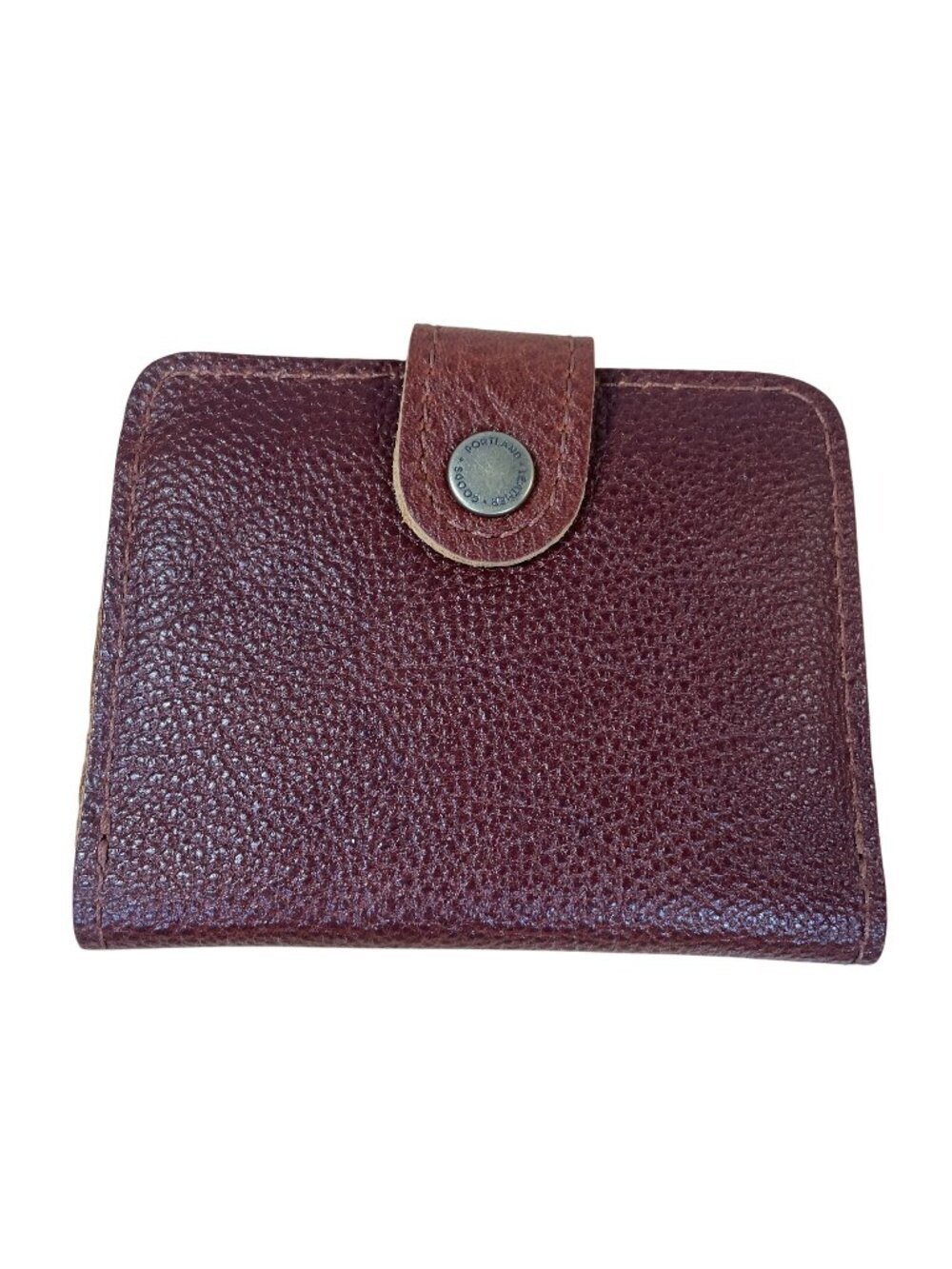 Portland Leather Mini Bifold Wallet Pebbled Leather Brown Used Once